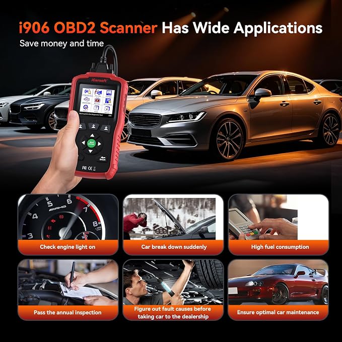 iCarsoft i906 Compatible for Volvo/Saab OBD2 Diagnostic Scanner Multi-System Engine ABS SRS