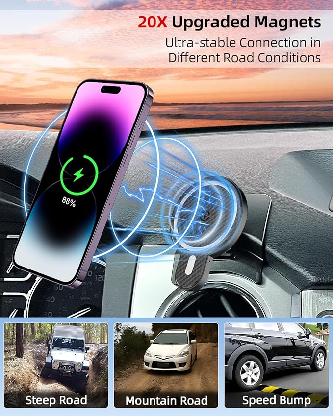 PZK Car Phone Mount for Toyota Tundra 2014 2015 2016-2020 2021 Accessories Custom Air Vent Car Phone Holder Compatible with Magsafe Hands Free 360° Rotation Cell Phone Automobile Cradles