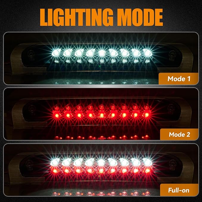 Third 3rd Brake Light, LED High Mount Stop Light Replacement for 2002 2003 2004 2005 2006 2007 2008 Dodge Ram 1500, 2003-2009 Dodge Ram 2500 3500, Rear Center Cab Roof Tail Cargo Lamp
