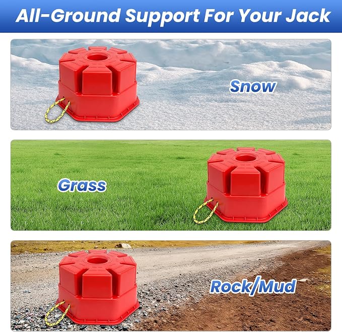 ROBLOCK 6"H Trailer Jack Block with Handle, Heavy Duty RV Stabilizer Blocks for Any Tongue Jack, Post, Foot, 5th Wheels, Round, Square or Scissor Stabilizer, RV Essentials for Travel Trailers, 1 Pack