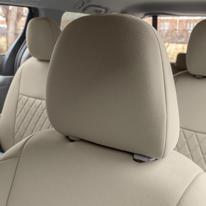 FH Group Custom Fit Car Seat Covers Specifically Made for 2011-2020 Toyota Sienna 7-8 Seater with Ultraflex Neoprene Water Resistant Automotive Seat Covers - Front Set Solid Beige
