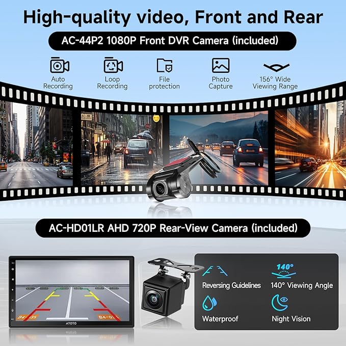 ATOTOZONE AC-4450 Bluetooth OBDII/OBD2 Car Diagnostic Scanner/Scan Tool,for A5LG2B7T-S12,7 Inch Android Car Radio Double Din with Backup Camera & DVR Dashcam, Wireless CarPlay Android Auto Car Stereo