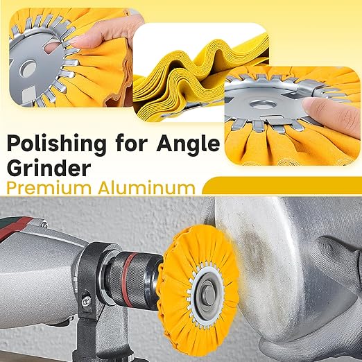 8" Airway Buffing Wheel, 4 Pcs Wheel Polishing Kit in Diameter 5/8" in Arbor Hole, Aluminum Polishing kit Used On Angle Grinder for Metal, Car, Wood