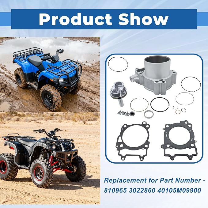 Silscvtt Cylinder Piston Top End Gasket Kit 99mm Replacement for Polaris Ranger 570 2014-2019 Replacement for 810965 3022860 40105M09900