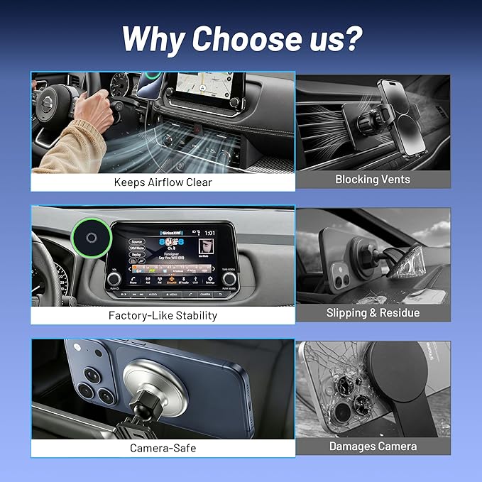 Phone Mount for Nissan Rogue (2021-2024 2025,8" Screen) / Altima (2019-25) / Sentra (2020-25),15W Wireless Charger,Magnetic Phone Holder,360°Magsafe Car Mount,2022 Nissan Rogue Accessories,Car Gifts