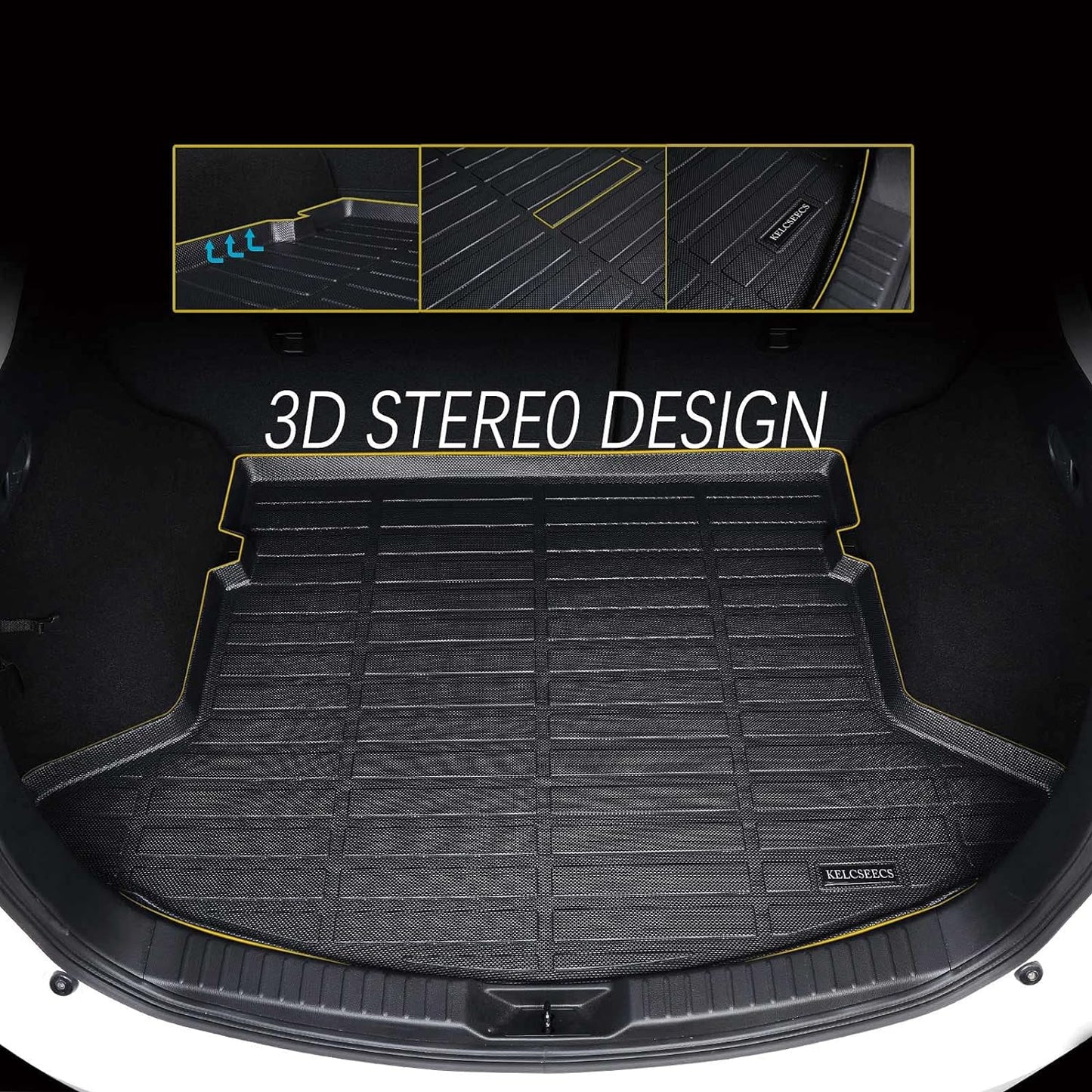 KELCSEECS® All-Weather Cargo Liner for Hyundai Elantra & Elantra N & Elantra Hybrid 2025 2024 2023 2022 2021 Custom Fit Car Floor Mat (Trunk Mat) - Black
