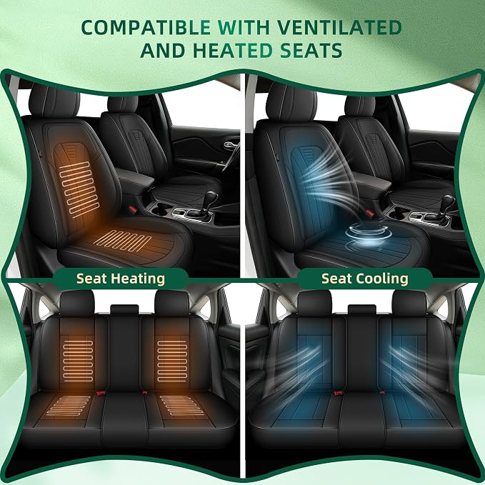 Car Seat Covers Fit for Jeep Patriot 2007-2017 Waterproof Leather Seat Covers Breathable and Comfortable All Weather Seat Covers (2 Front Set, Black)