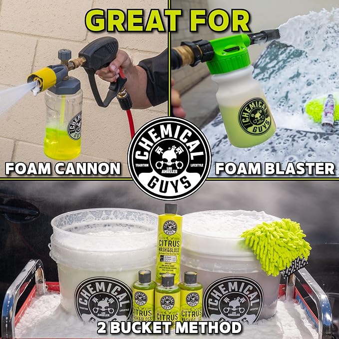 Chemical Guys Citrus Wash & Gloss Foaming Car Wash Soap - High Suds Formula Foam Cannon Soap for Foam Blasters, or Bucket Washes - Safe on Paint, Clear Coat, and Wax, Citrus Scent - 128 oz