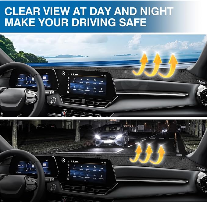KUST Black Dash Cover for Chevrolet/Chevy Equinox 2025 2026 (Not fits for Equinox EV) Polyester Dashboard Cover Non-Slip Interior Accessories for Equinox Custom Fit Dash Mat No Glare