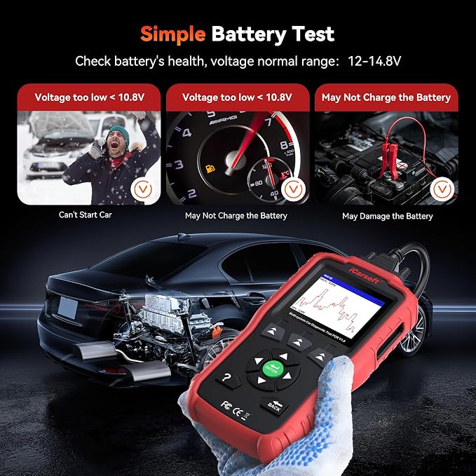 iCarsoft POR V1.0 All System Diagnostic Scan Tool for Porsche 1996-2025 Oil/SAS Reset Check Engine Light I/M Readiness Code Reader CAN FD Lifetime Free Update AutoVIN Battery Test OBD2 Scanner