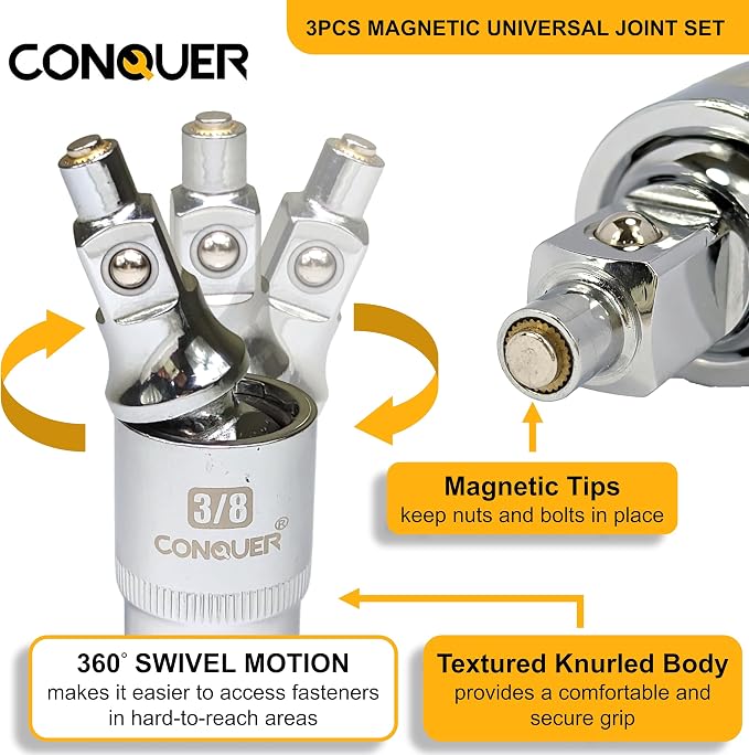 CONQUER Precision Tool Set Bundle: Magnetic Socket Extension Set + Tungsten Blade Deburring External Chamfer Tool