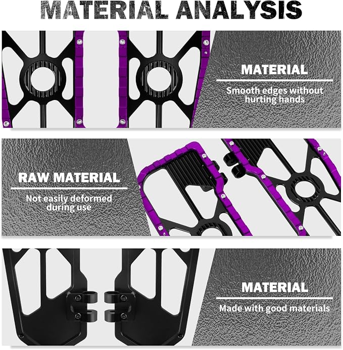 Motorcycle Floorboards Driver Passenger Footboards Wide Foot Pegs Board Pedal Compatible with Touring Electra Road Street Glide Softail Road King (Front Floorboards-Purple Edge)