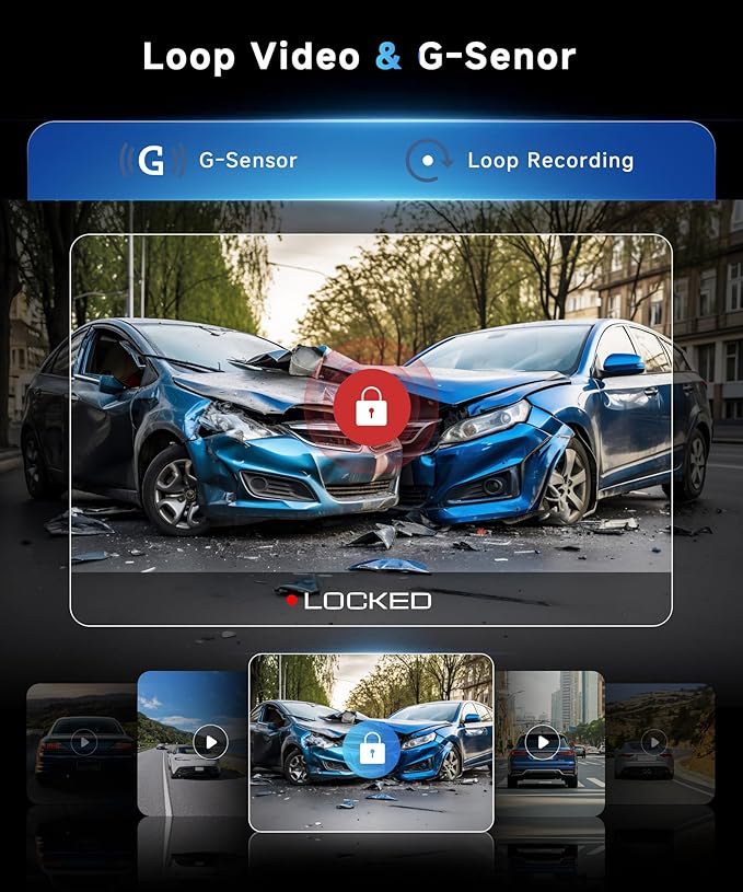 4 Channel 360° Dash Cam Front Rear Inside Left Right 3 Inch 2K Car Dash Camera WiFi Night Vision Motion Detection 24/7 Parking Mode Loop Recording Reverse Monitor Reversing with 64G TF Card