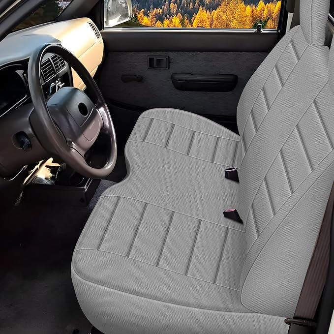 Truck Seat Cover Compatible with 1995-2004 Toyota Tacoma Front Bench Seat with Molded Headrest and Small Notched Cushion, Knitted Fabric