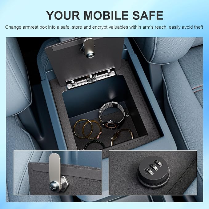 SZYANG Center Console Safe Organizer Compatible with 2022-2025 Ford Maverick Lock Box Console Safe Vault Replacement for 2022-2025 Ford Maverick Accessories