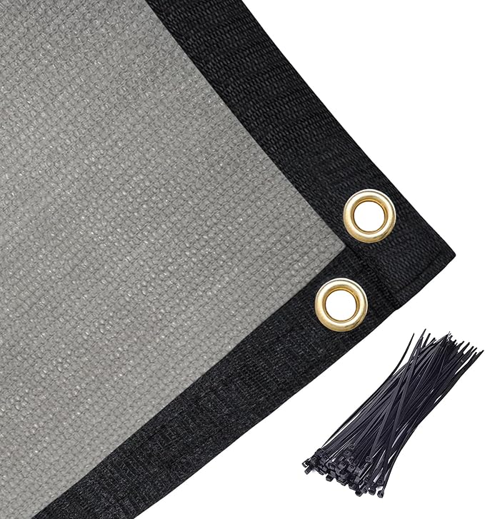 Amagenix 90% Shade Fabric 19'X 20' Gray Sun Shade Cloth with Grommets for Pergola Replacement Shade Cover Canopy, Heavy Duty, Cable Zip Ties Included (We Customized)
