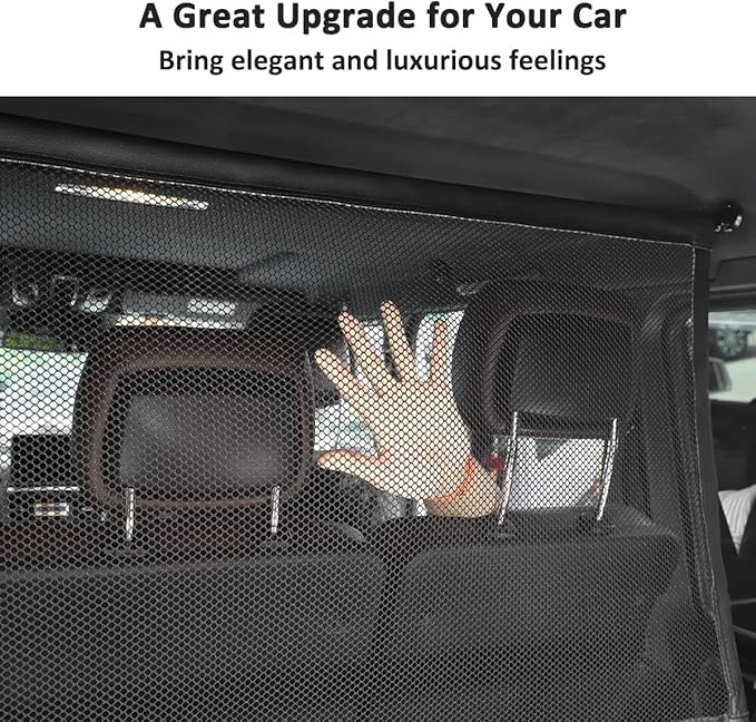 Pet Net Vehicle Safety Mesh Dog Barrier for Mercedes Benz G Class W463 2004-2018, Black Polyester, Plastic Buckle & Hook Fasteners, Car Compatible