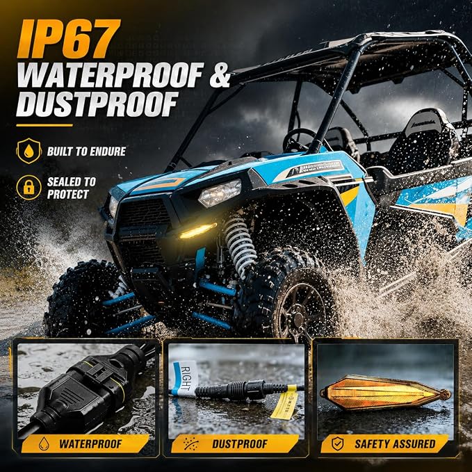 UTV Turn Signal Kit with Extra Backup Light, 110dB Horn, Pre-Wired Plug-and-Play Harness, Rocker Switch, Rhombus Universal Street Legal UTV Turn Signal Kits, Fits Polaris Can-Am CFMOTO