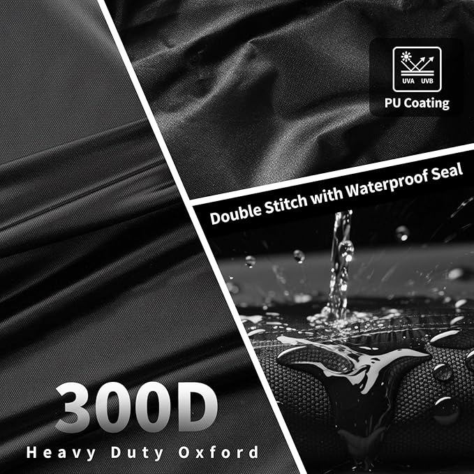 Motorcycle Cover fits for Harley Davidson Road King Road Glide Electra Glide Low Rider-ST HD Goldwing, All Weather Waterproof Cruiser Motorcycle Cover, Black&Grey