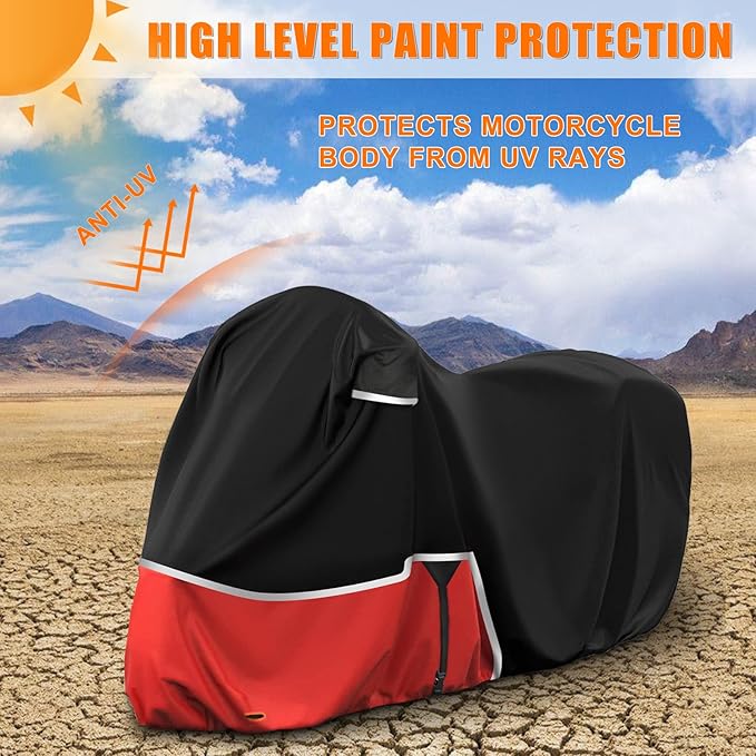 Waterproof Motorcycle Cover Replace for Honda Goldwing with Trunk Models, 420D Oxford Cloth GL1500, GL1800, Valkyrie Interstate Motorcycle Cover for Snow Rain Dust Protection