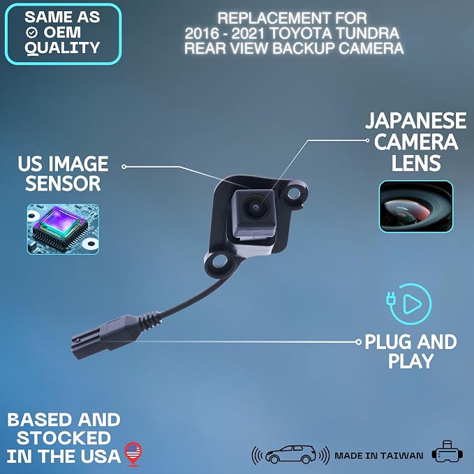 Backup Camera Replaces for 2016-2021 Toyota Tundra OE Part # 86790-0C021, 86790-0C040