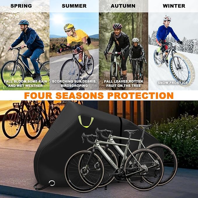 ClawsCover Bike Covers Outdoor Storage Waterproof for 2 Bikes,Heavy Duty 600D Polyester,Durable Anti-UV,Weatherproof eBike Bicycle Electric Bike Cover, Buckles Straps,Reflective Handle,82''x36"x43.3"