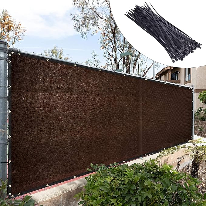 Royal Shade Custom Size 5' x 41' Brown Fence Privacy Screen Windscreen Cover Netting Mesh Fabric Cloth - Cable Zip Ties Included (We Make Custom Size)