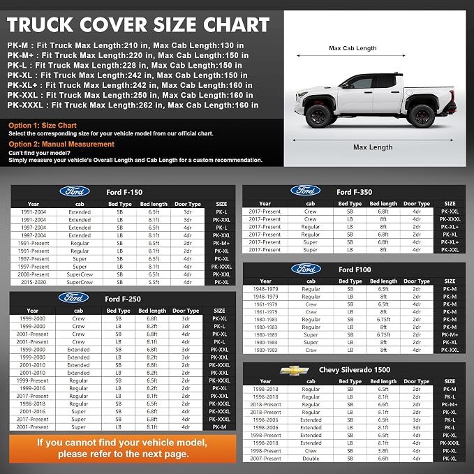 Car Cover Waterproof All-Weather,Heavy-Duty Outdoor Full Exterior Automobiles Truck(Length 211-228 inch) with Windshield Sun Shade Universal Fit Tacoma, Tundra, Titan, F-150, RAM 1500 etc