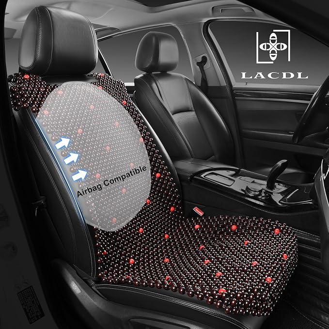LACDL Beaded Car Seat Covers for Cars, Cooling Bead Seat Cover for Trucks & SUVs - Auto Ventilated Seat Cooler Pad, Natural Wood Breathable Beads - Sweat Protector for Summer, Stars