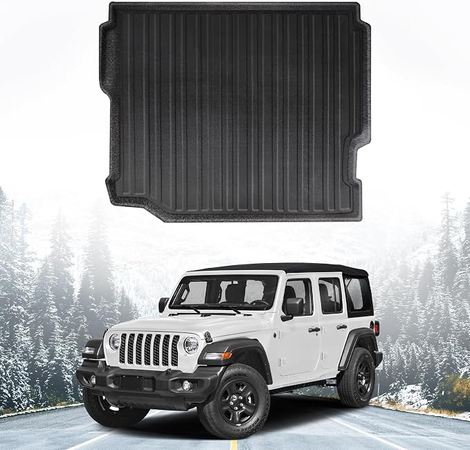 Premium Cargo Liner for Jeep Wrangler (JL) 4 Doors 2019-2026 Unlimited Sport Sahara Rubicon - Custom Fit Car Trunk Mat - All-Season Black Cargo Mat - 3D Shaped Laser Measured Trunk Liners