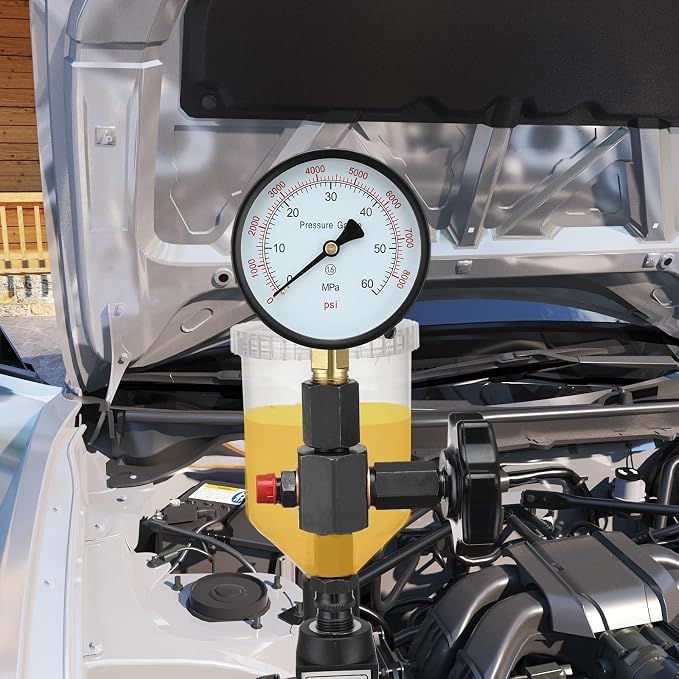 600Bar Diesel Injector Tester 8700PSI Diesel Fuel Injector Nozzle Tester with Dual Scale Gauge to Adjust Injector Nozzle Pressure and Testing Diesel Injector Nozzle Pop Pressure Tester