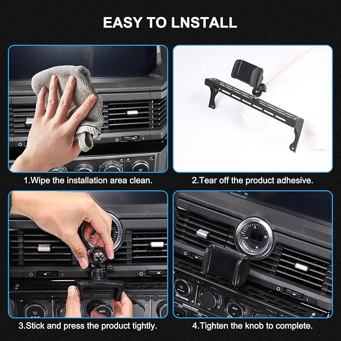 Compatible with INEOS Grenadier 2020-2024 Car Phone Mount and Walkie Talkie Mount Stand Set, Centre Console Multifunctional Track Mobile Phone Holder Expansion Platform (Style A)