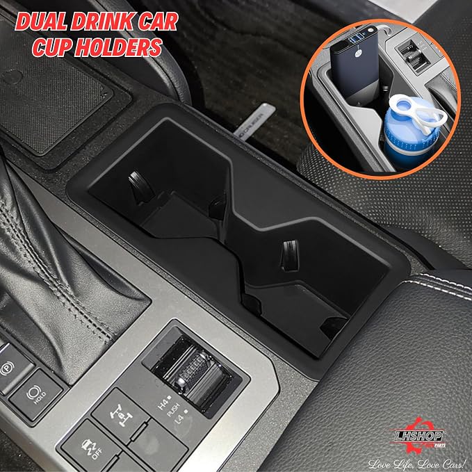 Center Console Cupholder Insert for 2026 2025 2024 Toyota Land Cruiser 1958 LC250 Prado Cup Holder Liners - Protector Cup Drink Coaster Black Car Interior Accessories - TPE