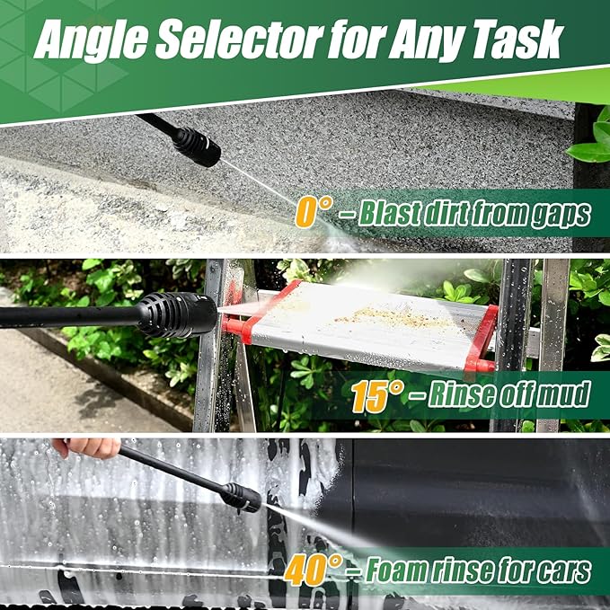 Pressure Washer Gun Wand & 3-in-1 Adjustable Nozzle, M22-14mm Fitting Compatible with Ryobi, Powerstroke, Greenworks, Husky, Raptor Blast, Electric Power Washer