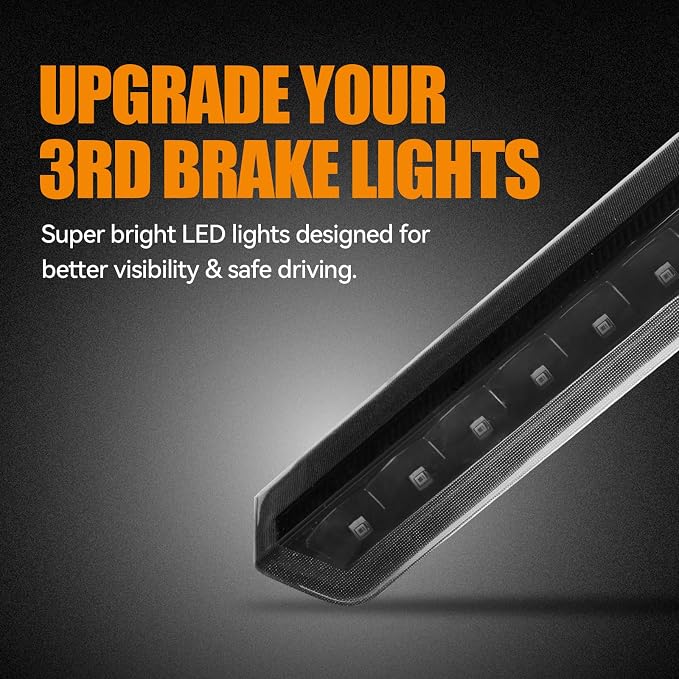 Third 3rd Brake Light LED for 2015-2020 Chevy Tahoe/Suburban, High Mount Rear Brake Lights Assembly for 2016-2019 Suburban 3500HD, Waterproof Center Cab Lamp Stop Light (Black Housing)