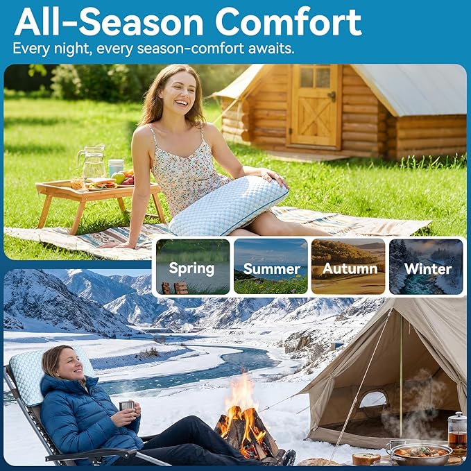 Camping Pillow with Memory Foam-Compressible Medium Firm, Ultralight Cooling Travel Pillow, Outdoor Pillows Ideal for Backpacking, Hiking, Camping, Airplane,Car, Small Beach Pillow with Washable Cover
