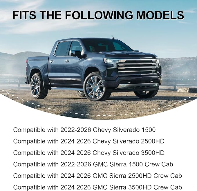 Carbon Fiber Window Lift Switch Panel Cover Compatible with 2022-2026 Chevy Silverado 1500/2500HD/3500HD, Window Control Panel Cover for 2024-2026 GMC Sierra 1500/2500HD/3500HD Crew Cab