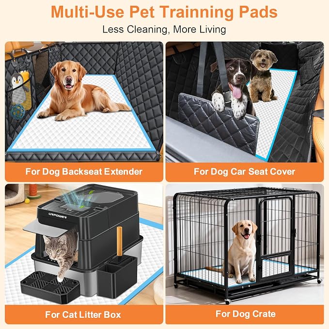 URPOWER Dog Car Seat Cover for Back Seat & 40 Pack Extra Large Dog Pee Pads 55"x29.5"