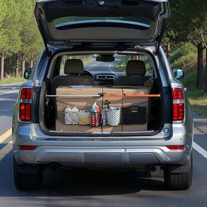 VEVOR Cargo Bar, Cargo Bars Adjustable from 40" to 73", Heavy-Duty Steel Cargos Stabilizer with Storage Net & Divider Bar, Telescoping Load Lock Bars for SUVs, Sedans