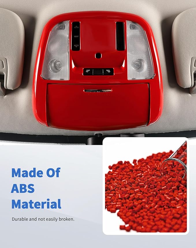 Roof Reading Light Cover Trim Fit for 2011 + Dodge Charger/Durango/Chrysler 300 Interior Accessories Red Reading Lamp Decals Cover Trim Sticker Kit (B)