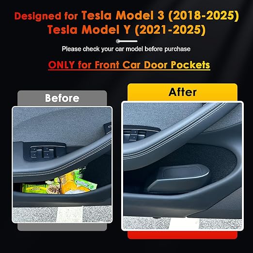 for Tesla Model Y Trash Can Tesla Model 3 Trash Bin for 2018-2024 Tesla Small Car Trash Can for Driver & Passenger Front Side Door Mini Trash Garbage Bin w/Lid (Tesla Left & Right Side)