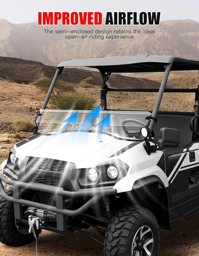 Front Half Windshield for Kawasaki Mule Pro-MX, UTV Clear Front Half Windscreen PC Scratch Resistant Windshield for Kawasaki Mule Pro MX 2019-2026 Accessories