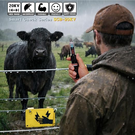 Electric Fence Tester, 150–20,000V, Made in Korea, Digital Voltmeter for Livestock & Farm, Waterproof, SmartCheck Series SCB-20KV