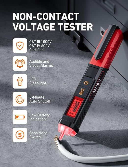 AstroAI Electrical Test Kit ETK2, Non-Contact Voltage Tester Pen & GFCI Outlet Tester, Home Tool Set for Wiring Diagnostics, Circuit Repair & Maintenance