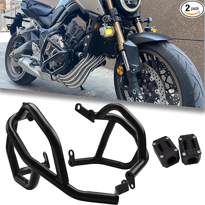 Black Engine Highway Crash Bar Guard Stunt Cage Protector Frame Bumper Falling Protection compatible for Ho&n&da CB650R CB 650R CB 650 R Accessories 2019 2020 2021 2022 2023 2024, MD-481-US