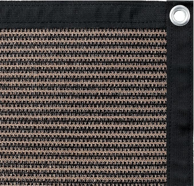 Shatex 90% Sun Shades for Patios 6X 8ft Shade Fabric Sun Shade Cloth Taped Edge with Grommets Sun-Block Mesh Shade for Pergola Cover Canopy Mocha, 12 Bungee Balls