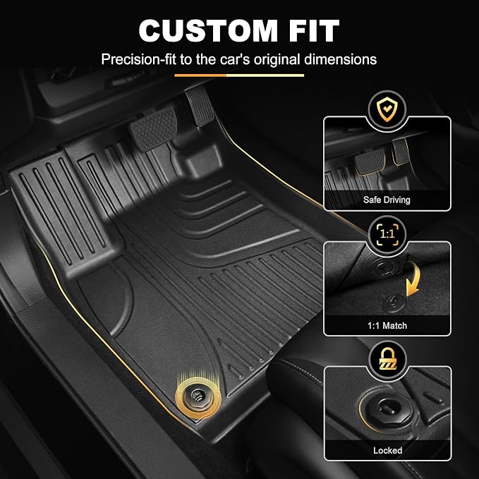 AOMSAZTO Floor Mats Compatible with 2018-2025 2026 Volkswagen Atlas (Not for Cross Sport) 7 Seats - VW Atlas TPE All Weather Protection Floor Mats & 2nd & 3rd Row Backrest Mat & Cargo Liner