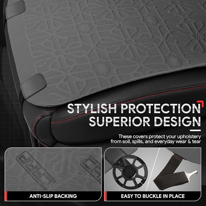 Protex Series Full Set Seat Covers Woven Polyester Universal for Cars Trucks SUV, Grey, CA-SC-PROTEX-Full-GY