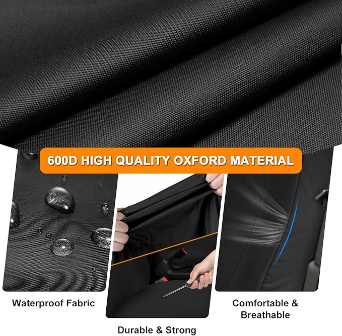 Seat Covers Compatible with 2010-2025 Chevy Express Front Bucket Seats with Opening for Grab Handle on Passenger Side Backrest, 600D Custom-Made Heavy Duty Seat Cover, NOT for RV Seats