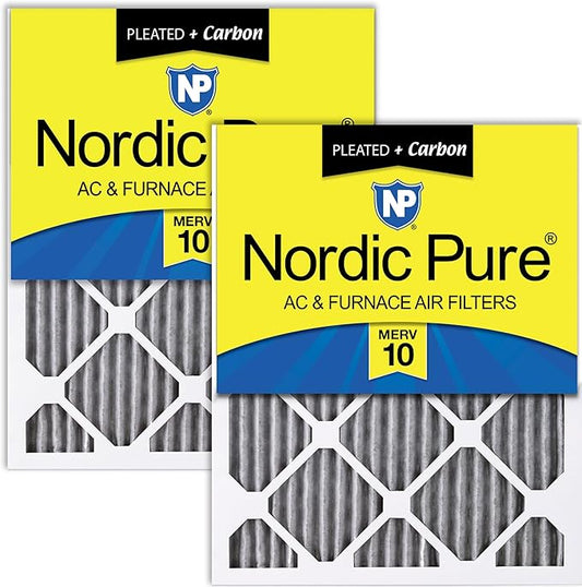 Nordic Pure 14x20x1 (Actual Size: 13 1/2 x 19 1/2 x 3/4) Furnace Air Filters MERV 10 Pleated Plus Carbon 2 Pack